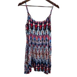 MSBASIC‎ Sundress Womens Large Multicolor Excellent Rayon Geometric Boho Strappy